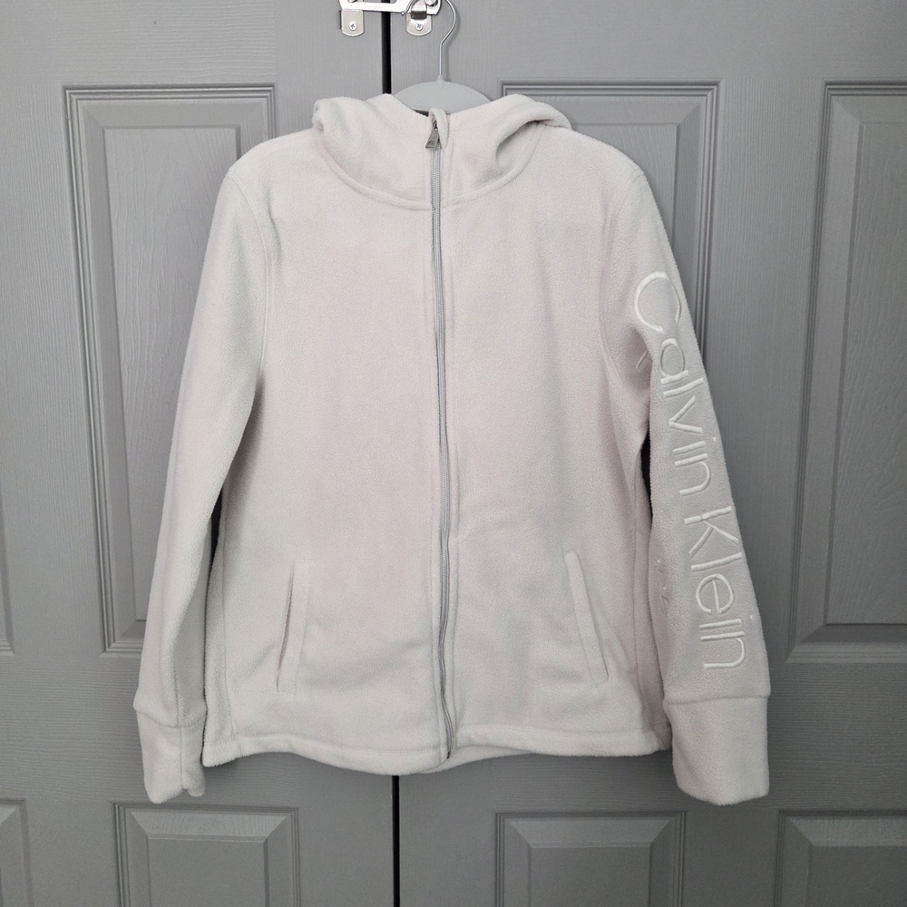 Calvin Klein White Zip-Up Hoodie